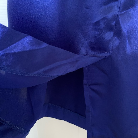 Vintage Royal Blue Satin Slip Skirt Feminine - Picture 4 of 4